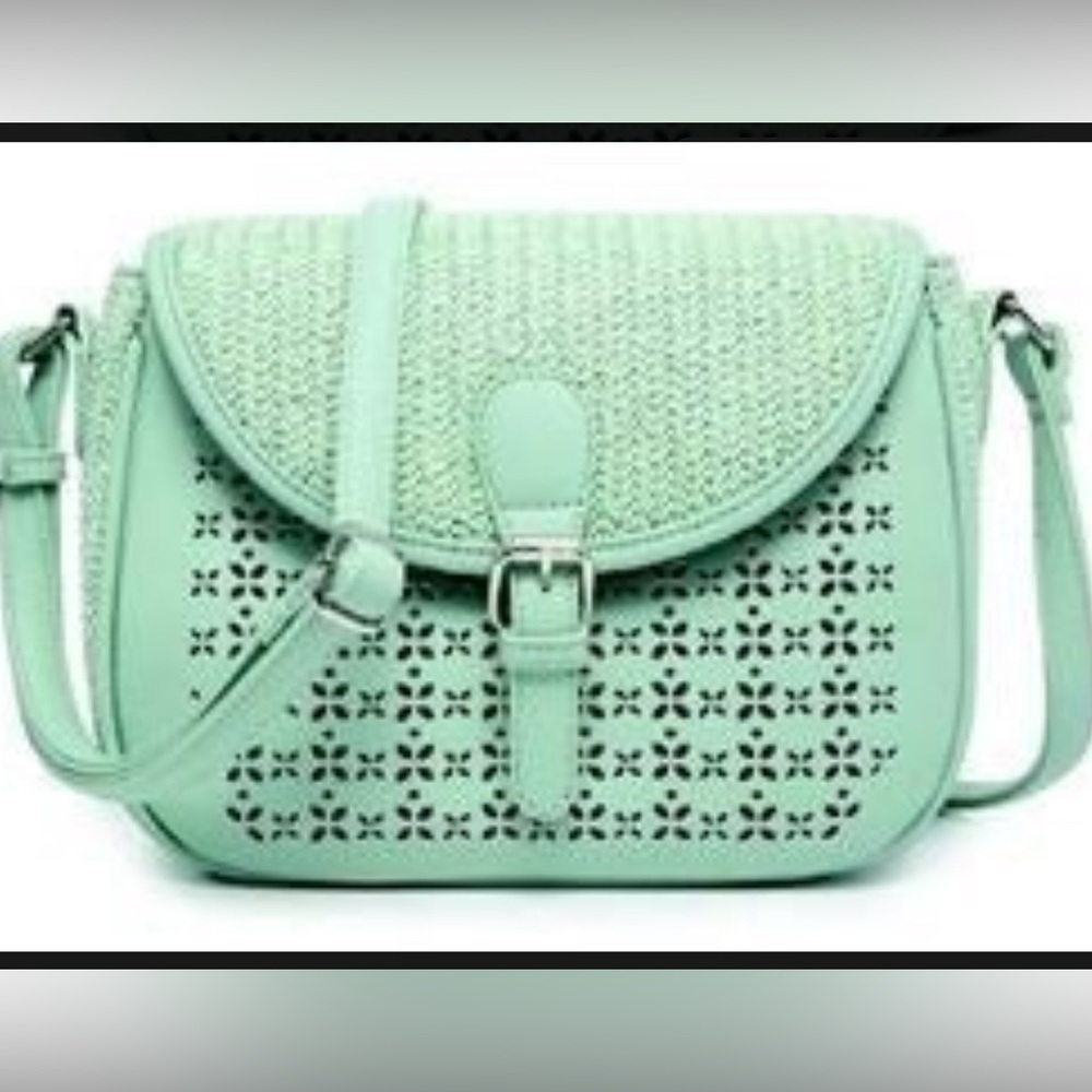 Vegan leather flap over purse - Mint 👜